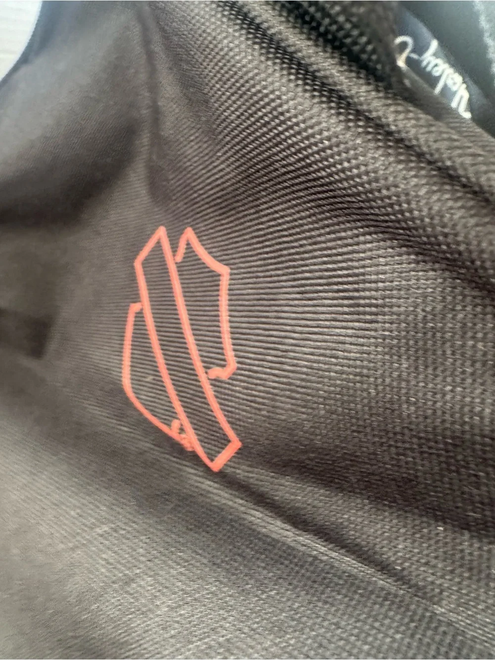 Harley-Davidson Black Duffel with White Script and Orange Accents